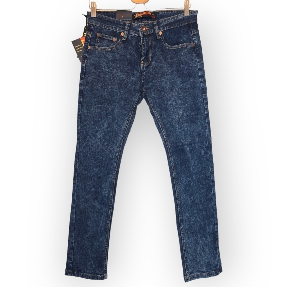 REDEMPTION Jeans Men's 30 x 30 Skinny Tapered Stretch Blue Dark Stone Style ED88